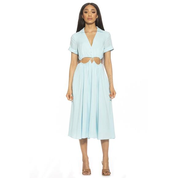 ALeXIA ADMOR CASSIDY MIDI DRESS sky blue size 4 (b8) - Picture 1 of 4